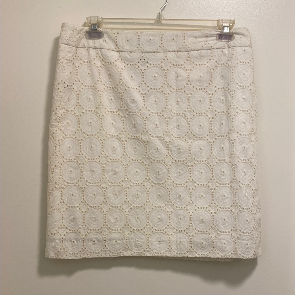 Sharagano Cream Lace Pencil Skirt